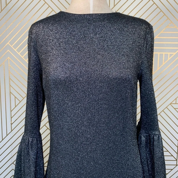 Ted Baker Hanneh Fluted Metallic Knit Mini Dress - Picture 3 of 8